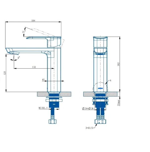 Смеситель для раковины Arrow AMP11893GG серый