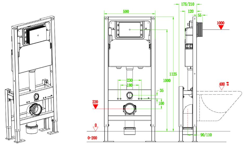 Инсталляция ARROW H506A1ARR для подвесного унитаза отдельностоящая