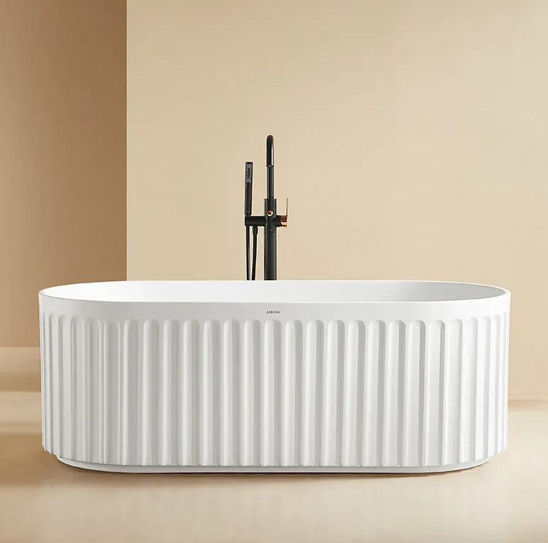 Ванна акриловая Arrow, отдельностоящая, без перелива, объем 180 л, белый матовый AH15001TQ		