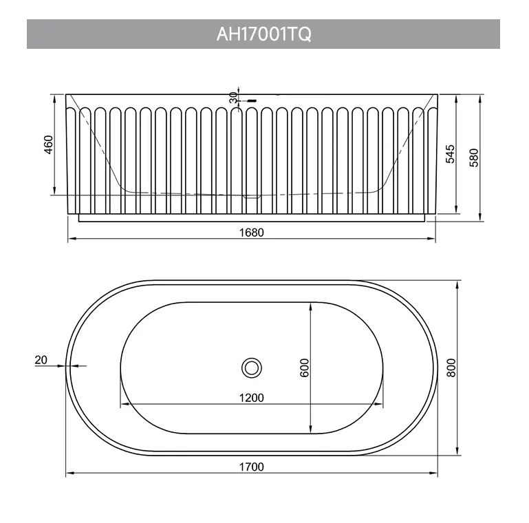 Ванна акриловая Arrow, отдельностоящая, без перелива, объем 180 л, белый матовый AH15001TQ		